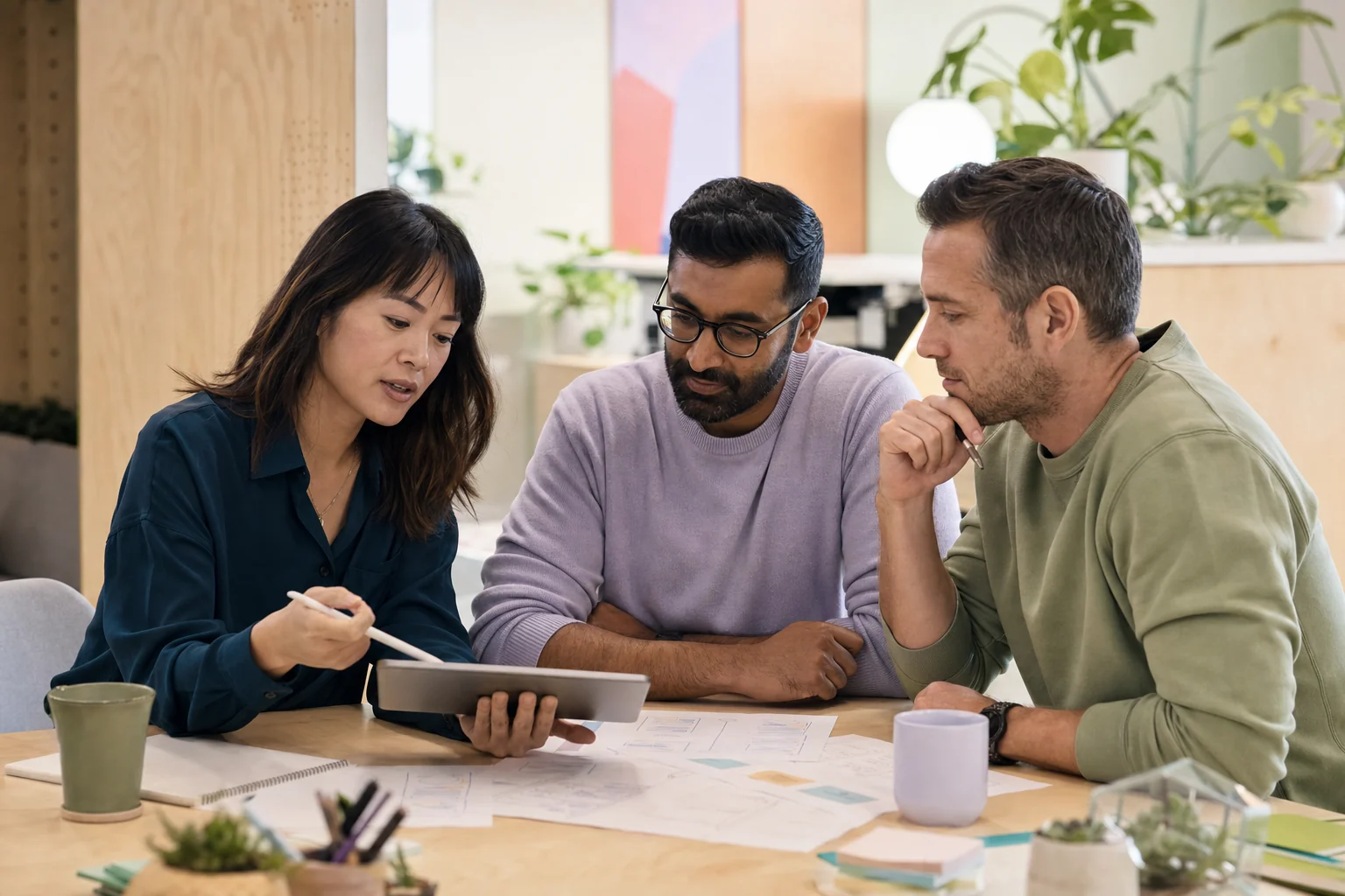 Software delivery team collaborating